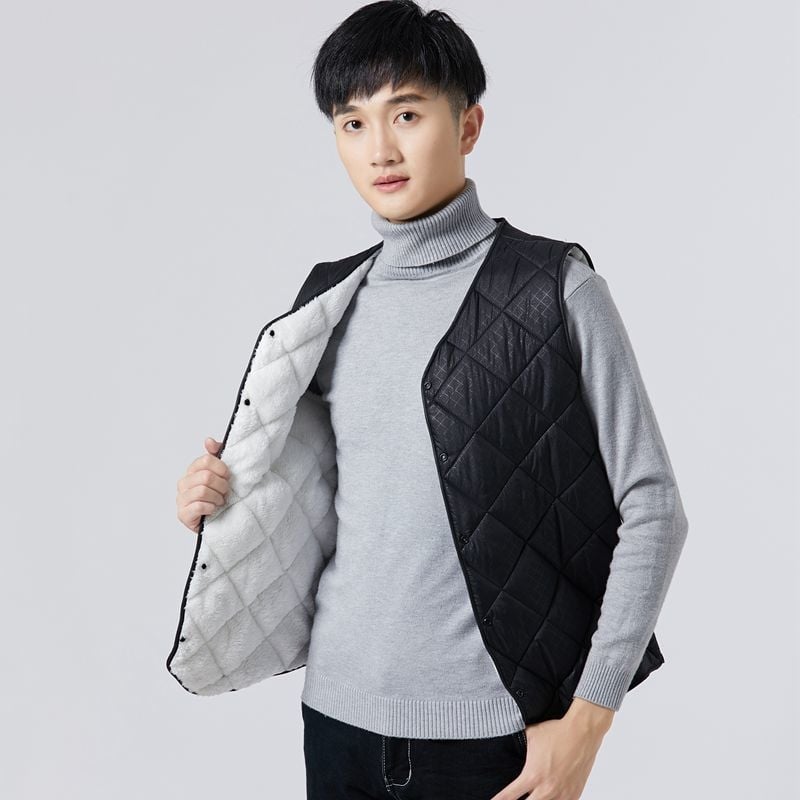 Pánska tenká vesta z bavlny s výplňou z peria, štíhly strih, kapucňa, krátky štýl, pruhovaný vzor