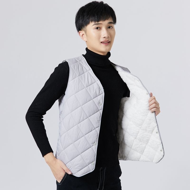 Pánska tenká vesta z bavlny s výplňou z peria, štíhly strih, kapucňa, krátky štýl, pruhovaný vzor