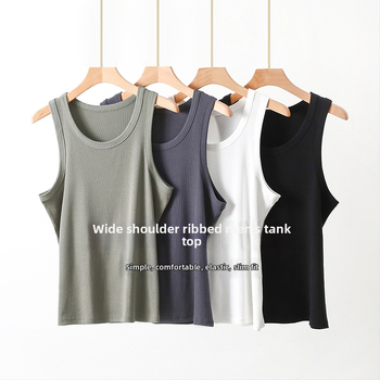 Vesta so širokými ramenami, okrúhly výstrih, Ecocos tkanina, vlákno regenerovanej celulózy, leto