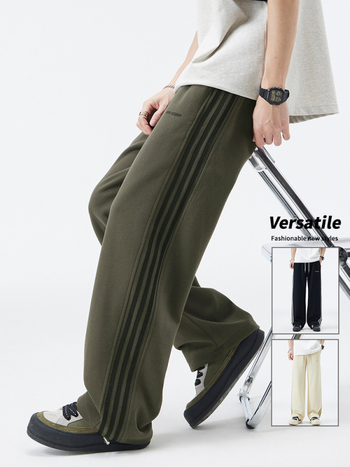 Pánske tepláky s fleecovou podšívkou, rovným strihom, dlhé, stredný pás, zmes bavlny a polyesteru 60/40, americký retro štýl.