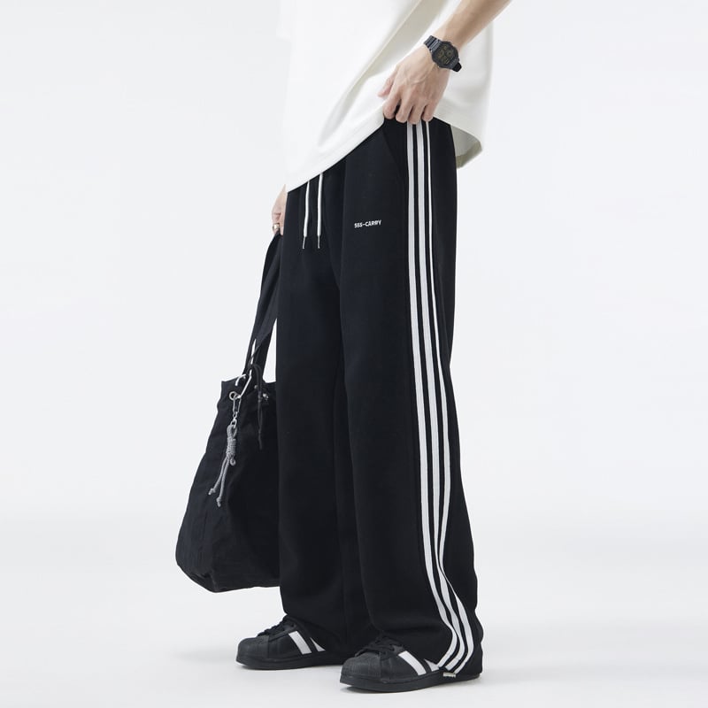 Pánske tepláky s fleecovou podšívkou, rovným strihom, dlhé, stredný pás, zmes bavlny a polyesteru 60/40, americký retro štýl.