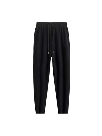 Pantaloni casual pentru bărbați, croială dreaptă, talie medie, închidere cu șnur, 100% poliester, uni