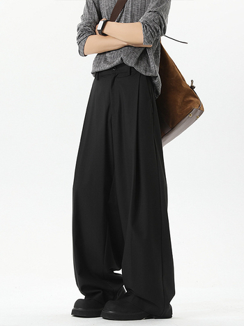 Pantaloni casual bărbați, croială lejeră, picioare drepte, talie medie, fermoar, material poliester