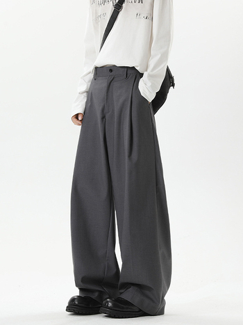 Pantaloni casual bărbați, croială lejeră, picioare drepte, talie medie, fermoar, material poliester