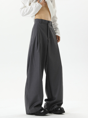 Pantaloni casual bărbați, croială lejeră, picioare drepte, talie medie, fermoar, material poliester