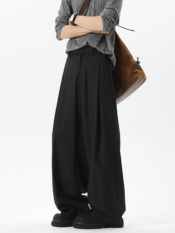 Pantaloni casual bărbați, croială lejeră, picioare drepte, talie medie, fermoar, material poliester