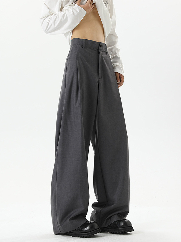 Pantaloni casual bărbați, croială lejeră, picioare drepte, talie medie, fermoar, material poliester