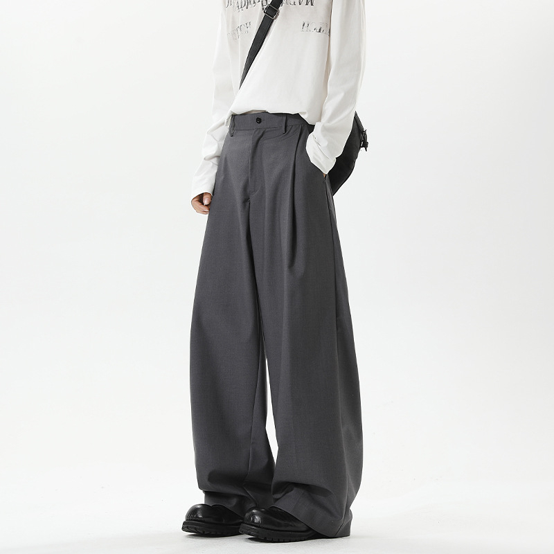 Pantaloni casual bărbați, croială lejeră, picioare drepte, talie medie, fermoar, material poliester