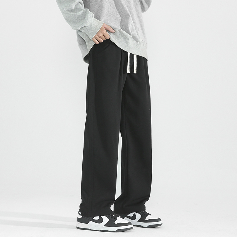 Pánske športovo voľnočasové nohavice, voľný strih, rovné nohavice, fleecová podšívka, bavlna, šnúrka na stiahnutie