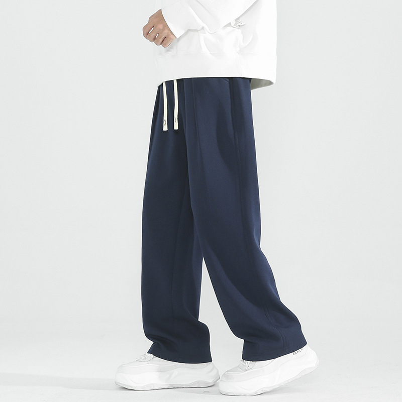 Pánske športovo voľnočasové nohavice, voľný strih, rovné nohavice, fleecová podšívka, bavlna, šnúrka na stiahnutie