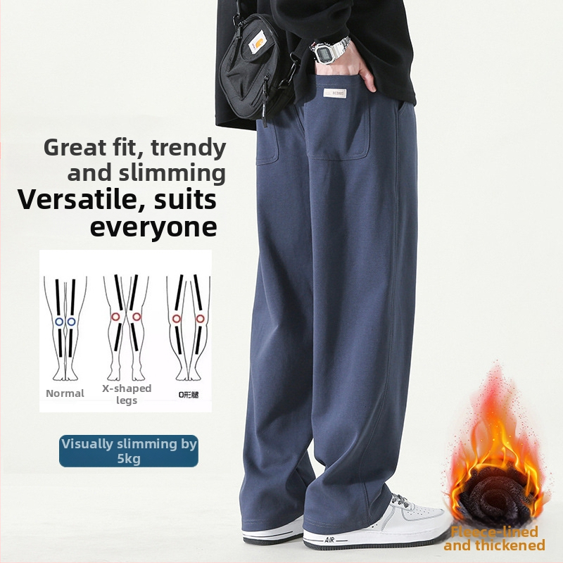 Pánske športovo voľnočasové nohavice, voľný strih, rovné nohavice, fleecová podšívka, bavlna, šnúrka na stiahnutie