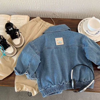 Detská džínová bunda pre deti v kórejskom štýle, unisex, jeseň 2025, pre vek 3-8 rokov, zapínanie na zips