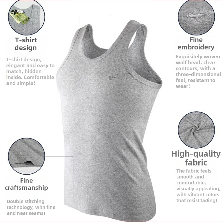 Meeste 100% puuvillane vest, hingav ja lihtne stiil, madal kaelus, 141–160 g/m² (Septwolves; 100% puuvill; madal kaelus; 141–160 g/m²; kevad 2024)