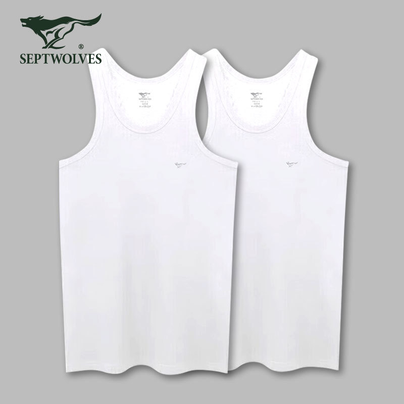 Мъжки потник от 100% памук, дишащ и удобен за спорт и ежедневно носене, ниска яка, средна плътност 141–160 г/м² (Septwolves; 100% памук; ниска яка; 141–160 г/м²; пролет 2024)