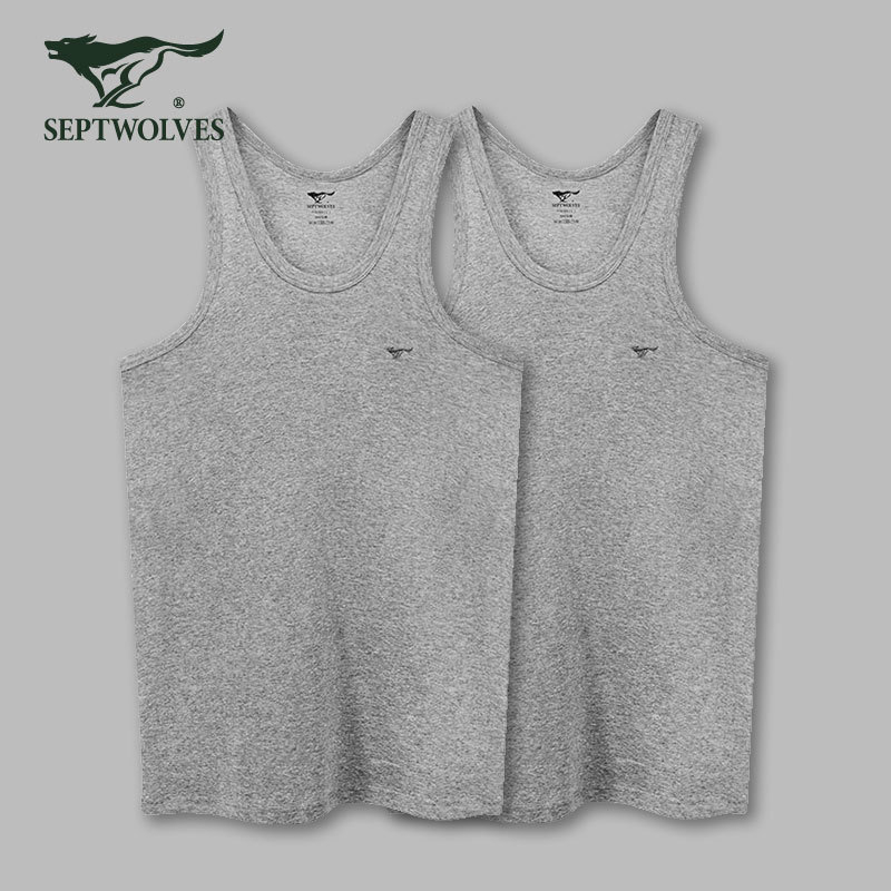 Мъжки потник от 100% памук, дишащ и удобен за спорт и ежедневно носене, ниска яка, средна плътност 141–160 г/м² (Septwolves; 100% памук; ниска яка; 141–160 г/м²; пролет 2024)