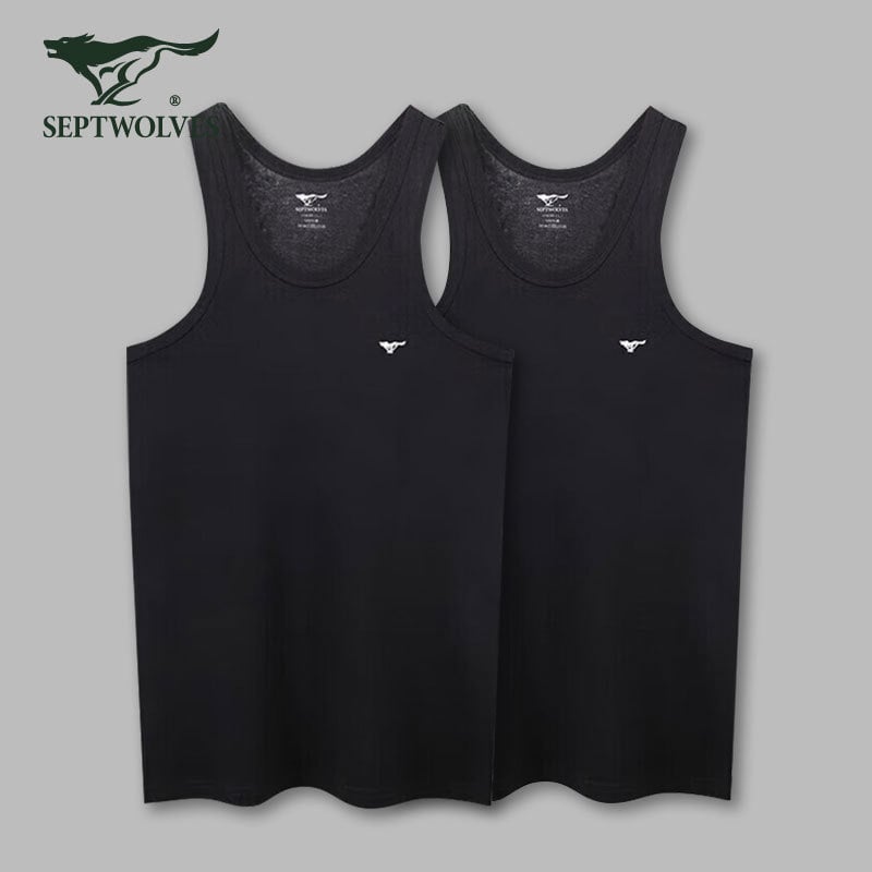Мъжки потник от 100% памук, дишащ и удобен за спорт и ежедневно носене, ниска яка, средна плътност 141–160 г/м² (Septwolves; 100% памук; ниска яка; 141–160 г/м²; пролет 2024)