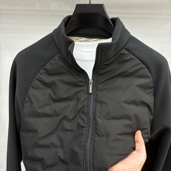 Jachetă bărbătească cu fleece căptușit, guler înalt, fermoar, croială lejeră, țesătură poliester