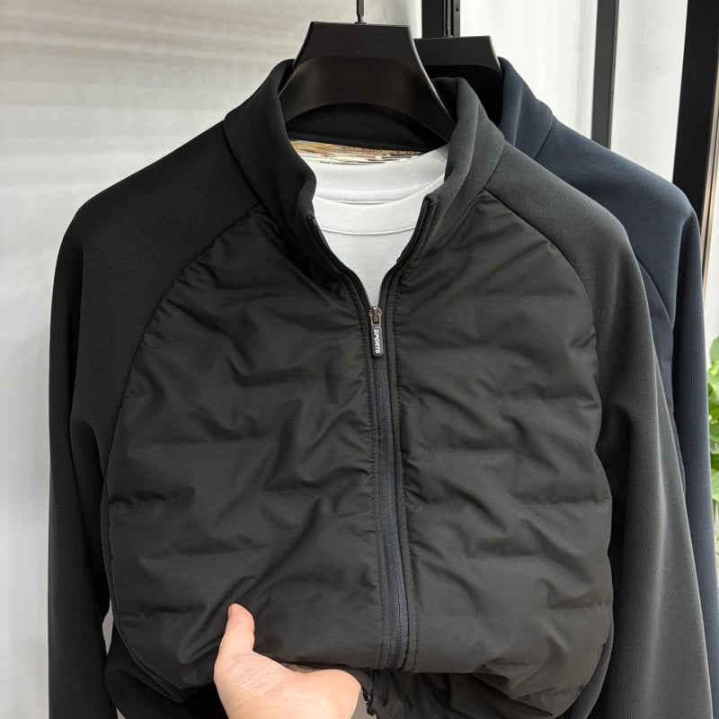 Jachetă bărbătească cu fleece căptușit, guler înalt, fermoar, croială lejeră, țesătură poliester