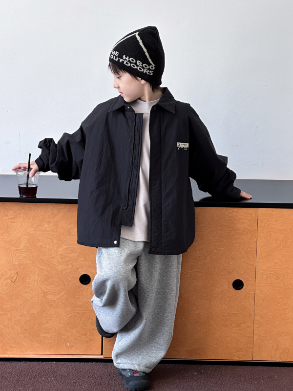 Detský vonkajší kabát pre chlapcov, bavlnená výplň, hrubý, štýl kórejský, golier polo, zapínanie na gombíky, krátky strih