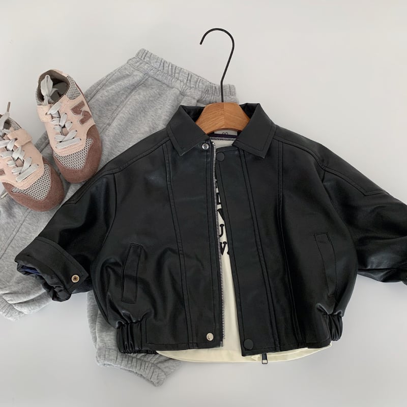 Унисекс детско кожено яке, зимно в корейски стил, закопчаване с цип, удебелено