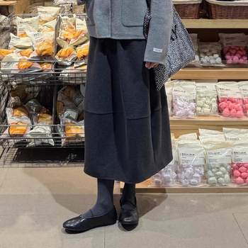Duga vunena suknja s A-linijom, visoki pojas, japansko-korejski casual stil (5% vuna, vuneni materijal, bez elastana)