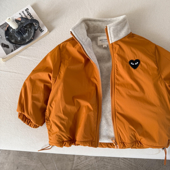 Little Bear Detská zimná bunda s vysokým golierom, zips, hrubá bavlna podšívka, bez kapucne, pre deti 3–8 rokov