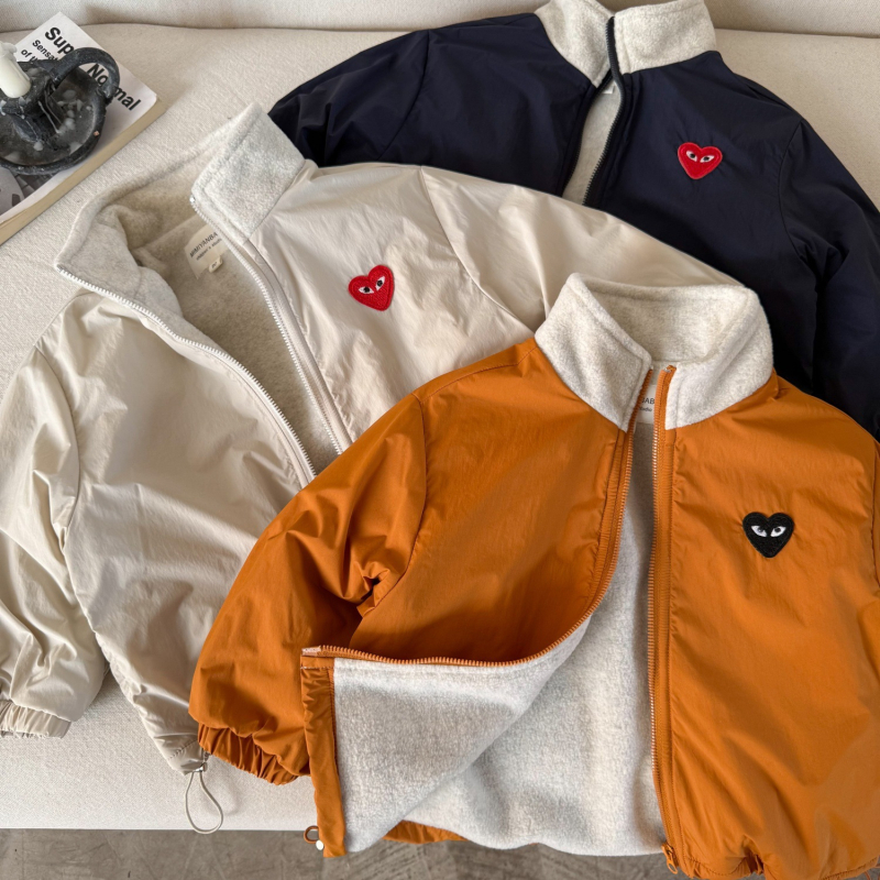 Little Bear Detská zimná bunda s vysokým golierom, zips, hrubá bavlna podšívka, bez kapucne, pre deti 3–8 rokov