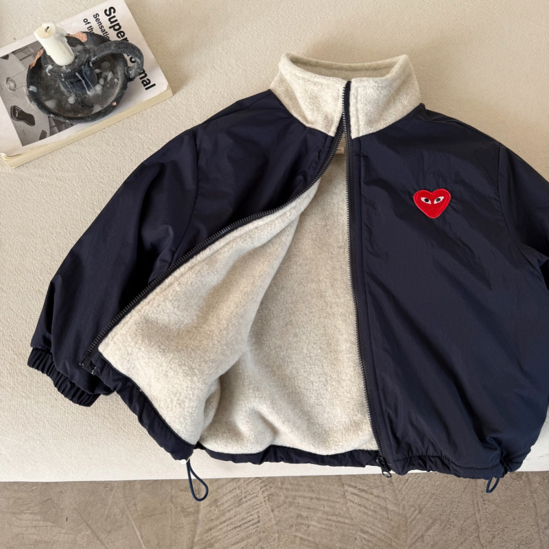 Little Bear Detská zimná bunda s vysokým golierom, zips, hrubá bavlna podšívka, bez kapucne, pre deti 3–8 rokov