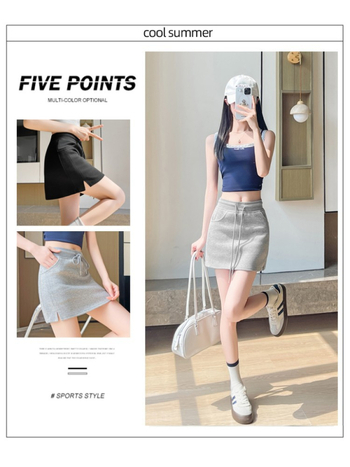 Pamukova A-linijska suknja sa šnrom u struku, visokim strukom, casual azijski leisure stil, ljeto 2025, mikroelastičnost