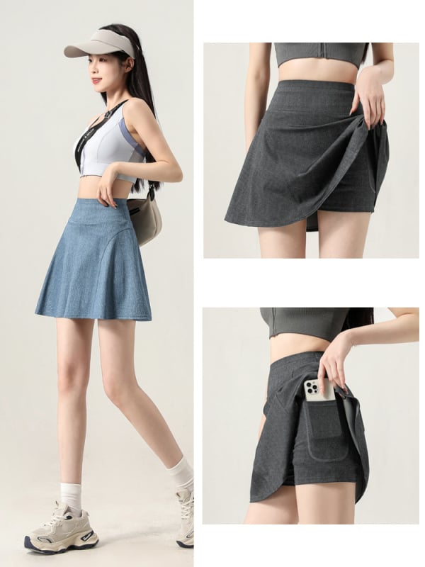 Jednobojna A-linijska kratka suknja od poliester-spandeks materijala, prozračna, 70–80% poliester, Spandeks ispod 30%, ljeto 2025, japansko-korejski ležerni stil