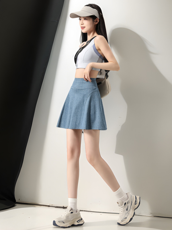 Jednobojna A-linijska kratka suknja od poliester-spandeks materijala, prozračna, 70–80% poliester, Spandeks ispod 30%, ljeto 2025, japansko-korejski ležerni stil