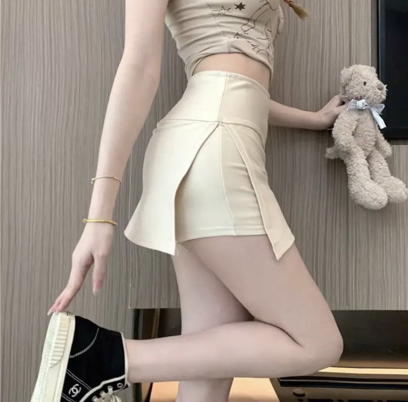 Joga suknja s bočnim prorezom, visokim strukom, A-kroj; uzorak: jednobojan; tkanina: viskozno vlakno; glavna tkanina: viskoza; druga tkanina: najlon; elastičnost: rastezljivo