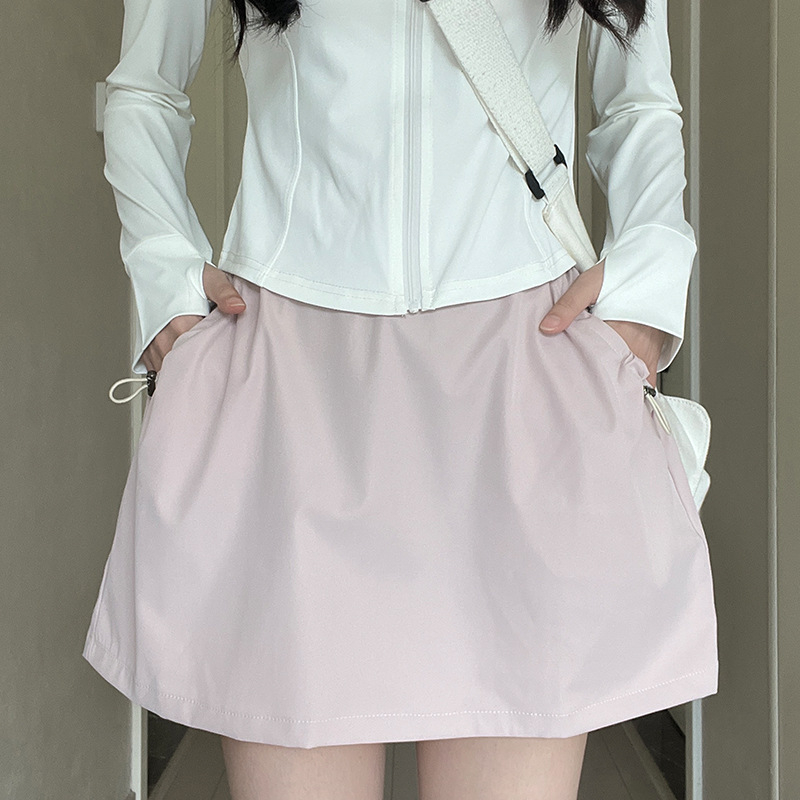 Radna suknja visokog struka, A-linija, poliester, mikroelastičnost