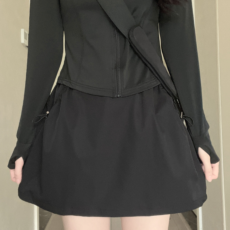 Radna suknja visokog struka, A-linija, poliester, mikroelastičnost