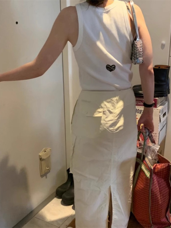 Suknja u stilu kombinezona, najlon-spandeks smjesa, osam džepova, srednja duljina, mikroelastična