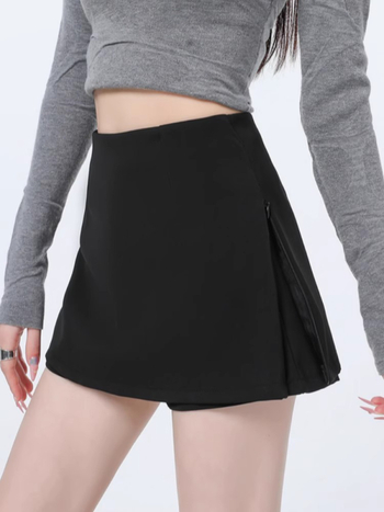 A-linijska suknja za bokove sa bočnim otvorom i zatvaračem, visokim strukom, poliester