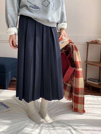 Пола А‑линия, дълга, полиестер + еластан, колажен детайл