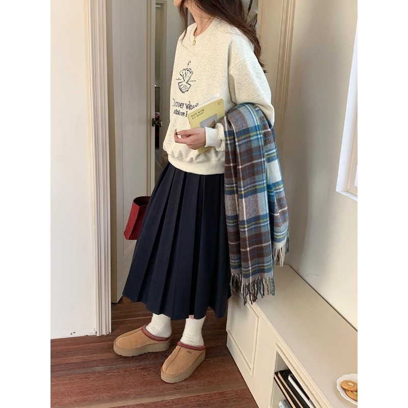 Пола А‑линия, дълга, полиестер + еластан, колажен детайл