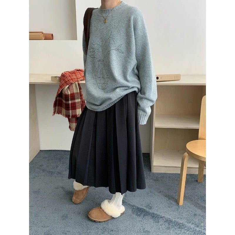 Пола А‑линия, дълга, полиестер + еластан, колажен детайл