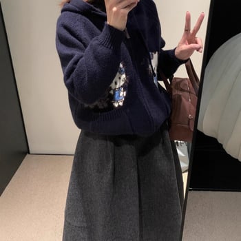 Vunena A-linijska midi suknja s abstraktnim kolaznim uzorkom