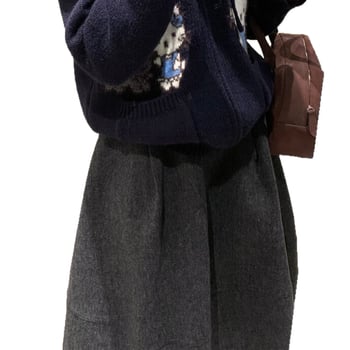 Vunena A-linijska midi suknja s abstraktnim kolaznim uzorkom