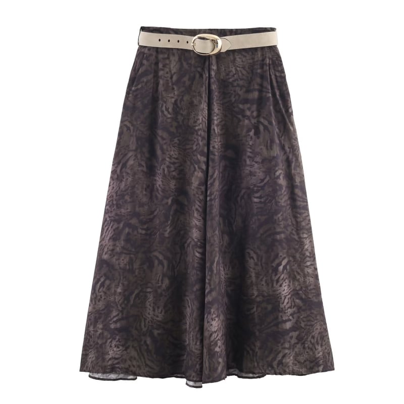 A-linijska midi suknja s cvjetnim printom, bez nabiranja, 95% poliester, elegantan gradski stil