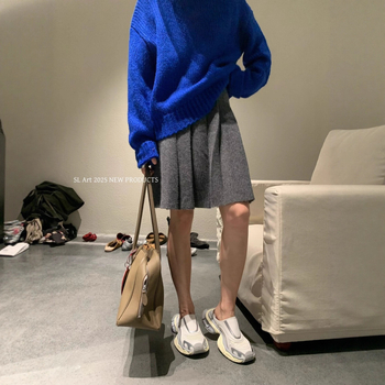 Ženska plisirana midi suknja od vune – neelastična, jesen 2025