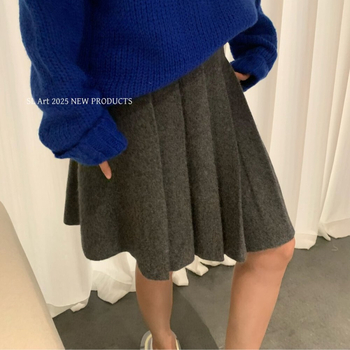Ženska plisirana midi suknja od vune – neelastična, jesen 2025