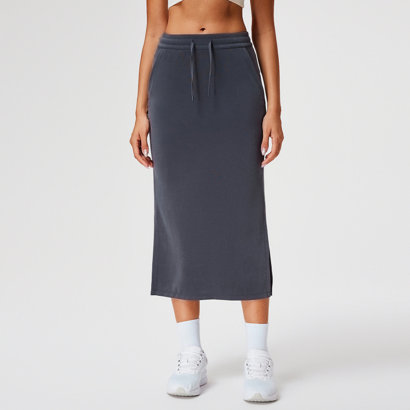 Caijue Midi suknja – Jednobojna, tkanina: najlon; mješavina poliester/spandex 30–50%, elasticni pojas sa šnirkom, srednja duljina