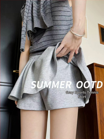 Ženska plisirana skort s šortkama, ljetni casual stil, pamuk-poliester mješavina 80–90% pamuka, <30% poliester, mikroelastičnost
