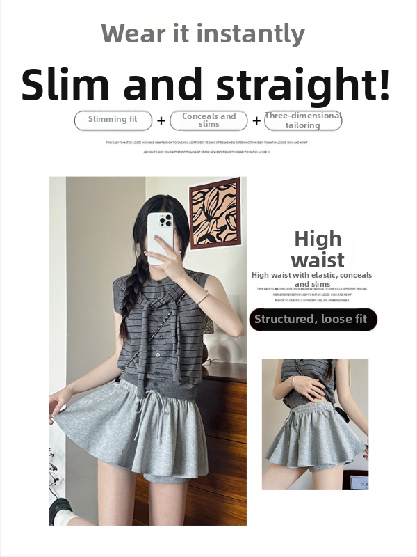 Ženska plisirana skort s šortkama, ljetni casual stil, pamuk-poliester mješavina 80–90% pamuka, <30% poliester, mikroelastičnost