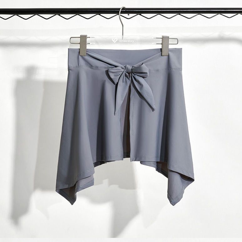 Jógová mini sukňa s A-liniou, pokrýva boky, jednofarebný vzor, chenille tkanina, elastan