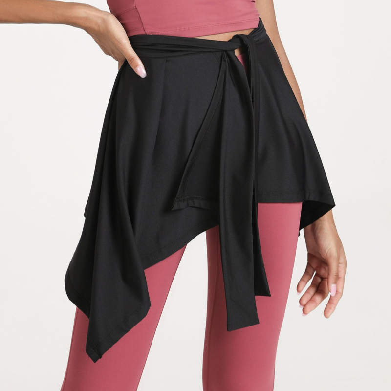 Jógová mini sukňa s A-liniou, pokrýva boky, jednofarebný vzor, chenille tkanina, elastan