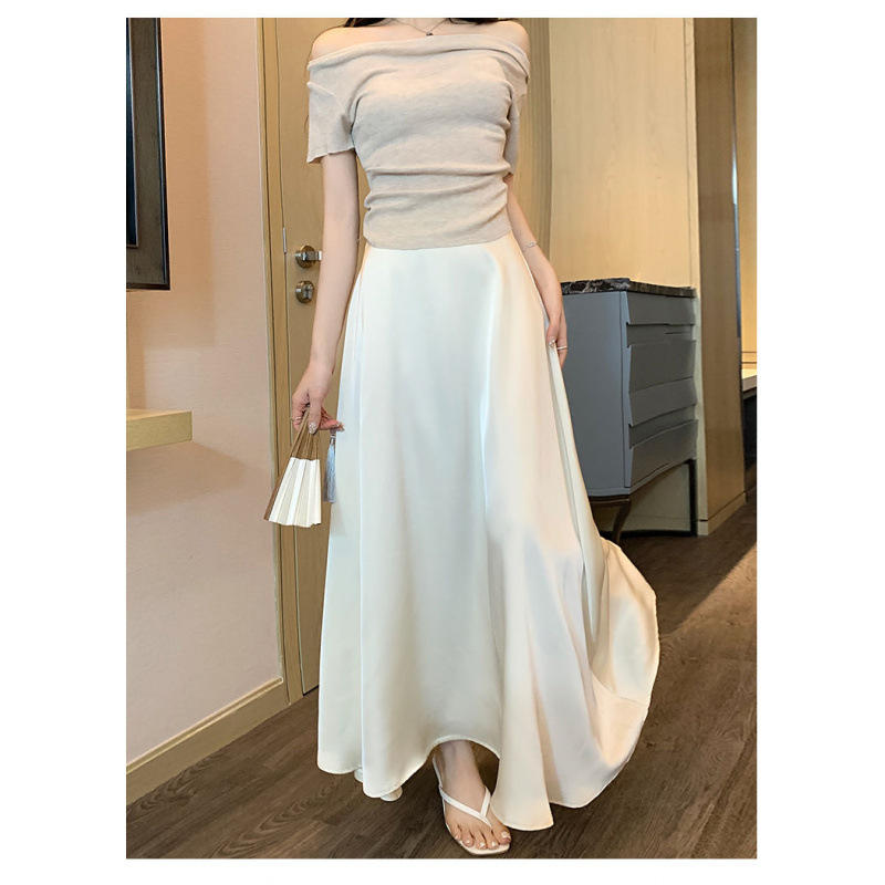 Letný qipao petticoat s vysokým pásom a vrstvenou midi sukňou, polyester, vysoká pružnosť